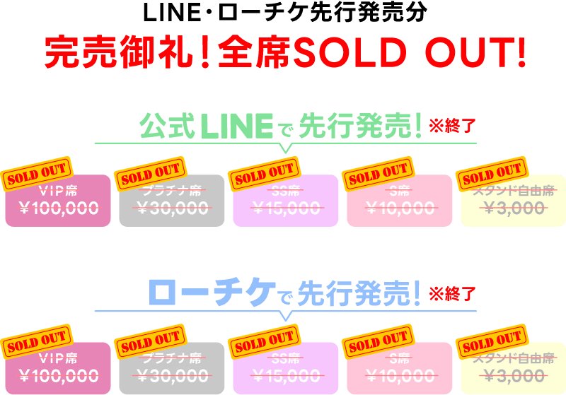 LINE・ローチケ先行発売分 完売御礼!全席SOLD OUT!